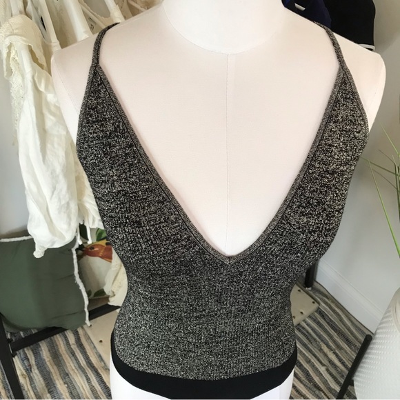 Express® Sparkly One Piece V-Neck Balletcore Body Suit Spaghetti Strap Small - Picture 6 of 11